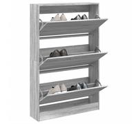 Armoire à Chaussures 2 Tiroirs Rabattables Étagère Rangement Gris Béton vidaXL