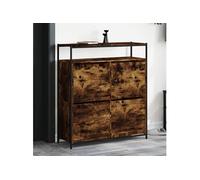 vidaXL Armoire à chaussures 3214415 – 4 tiroirs rabattables, étagère – Chêne fumé