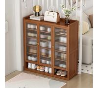 Armoire à Chaussures à Chaussures à Chaussures à économie d'espace avec détails de rotin de rotin E 120 cm Grand Rangement de Chaussures pour Affichage de Chaussures élégantes de Salon.