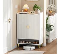 Armoire à chaussures avec 2 portes et protection anti-basculement 75 x 37 x 110 cm - Étagère à chaussures avec séparateurs réglables pour au moins 12 paires de chaussures - Commode à chaussures pour