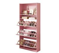 Armoire à chaussures avec 3 rabats et 2 étagères ouvertes, rose, 80 x 24 x | D26081802 Meuble à chaussures, meuble à chaussures, gain de place, poignées dorées, avec organisateur de plaques perforées