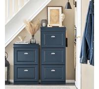 Armoire à chaussures avec 3 tiroirs à rabattement, rangement pour chaussures, placard de rangement. Bleu, L53 x P24 x H118 cm FSR94-B Êtes-vous toujours à recherche d'un meuble à chaussures qui ait à