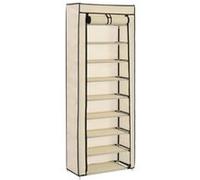 Armoire à chaussures avec housse Crème 57x29x162 cm Tissu Crème G