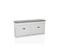 Armoire à chaussures / banquette ESTHA I 104x24x47,5 cm 2 abattants à chaussures blanc/gris hjh LIVING Blanc/Gris G