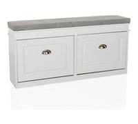 Armoire à chaussures / banquette ESTHA I 104x24x47,5 cm 2 abattants à chaussures blanc/gris hjh LIVING Blanc/Gris G