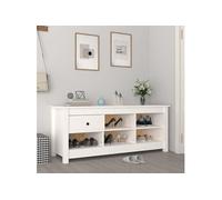 Vidaxl Armoire À Chaussures Blanc 110x38x45,5 Cm Bois De Pin Massif Multicolore