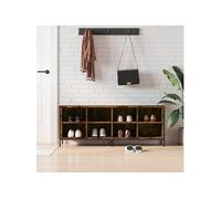 vidaXL Armoire à Chaussures, Étagère à Chaussures avec Rangement, Banc à Chaussures avec 8 Compartiments, Industriel, Chêne Fumé Bois d'Ingénierie