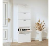 vidaXL Armoire à chaussures blanc brillant 59x17x150 cm Bois composite