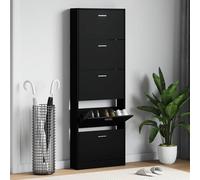 vidaXL Armoire à chaussures 59x17x150 cm Noir Bois d'ingénierie Marron