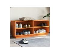 vidaXL Armoire à chaussures Cire marron – Bois pin massif – 110x34x45 cm