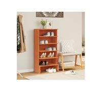 vidaXL Armoire à Chaussures, Étagère à Chaussures avec 6 Compartiments, Meuble de Rangement, Organisateur de Couloir, Cire Marron Bois Pin Massif