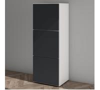 Mai & Mai Armoire à Chaussures Commode à Chaussures Entrée avec 3 Compartiments Meuble de Rangement Chaussure Blanc Mat + Gris Noir Mat 45x36x120 cm ACH2