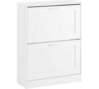 SoBuy Meuble Chaussure Meuble à Chaussures Entrée Rangement Compact 2 Abattants Réglables - Armoire à Chaussures Fine pour Couloir - Blanc 60x25x80cm FSR137-W
