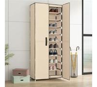 Armoire à chaussures Crème 60x30x166 cm Tissu Crème G