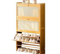 Armoire à Chaussures de rotin étroite 3 Rabat à Rangement en Bois indépendant pour Le Couloir d'entrée et Chambre élégante et Espace économise de 70 x 22,5 cm Couleur: A