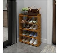 Armoire à chaussures élégante et étroite de grande capacité sculptée (26 x 25 x 51 cm) - 5 niveaux de rangement pour chaussures et accessoires Marron clair
