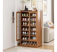 Armoire à chaussures en bambou marron de 115 cm pour couloir, rangement de chaussures en bois pour chambre à coucher et salon