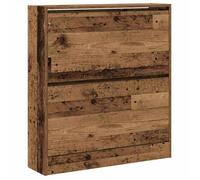 Armoire à chaussures en bois - vidaXL - 80x21x87.5 cm - Vieux Bois - Rustique - 2 étagères - Finition usée