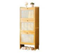 Armoire à chaussures en rotin étroite, autoportante, avec 3 rabats, étagère de rangement en bois pour entrée et chambre à coucher (couleur B, taille : 50 x 22,5 cm)