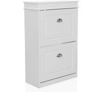 Armoire à chaussures / étagère à chaussures ESTHA 2 53x24x82 cm 2 portes à battants blanc hjh LIVING Blanc