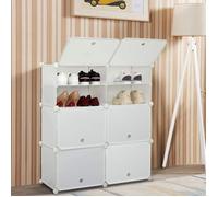 Armoire à Chaussures, Étagère à Chaussures Modulable, Porte-Chaussures Portable avec 12 Casiers, Blanc- Mondeer