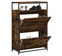 Vidaxl Armoire À Chaussures 4 Tiroirs Rabattables Chêne Fumé