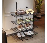 Armoire à chaussures étroite à 2/3/4 niveaux pour entrée, salon, chambre à coucher (noir, 65 x 90 cm) - Solution de rangement élégante