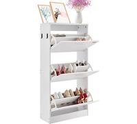 Armoire à chaussures étroite VEVOR, étagère à chaussures blanche, 600 x 237 x 1200 mm Benne à chaussures avec 3 abattants + compartiment de rangement supérieur, coffre à chaussures 45,35 kg de capacit