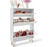 Armoire à chaussures étroite VEVOR, étagère à chaussures blanche, 800 x 239 x 1200 mm Benne à chaussures avec 3 abattants + compartiment de rangement supérieur, commode à chaussures capacité de charge