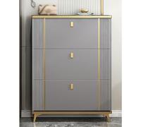 Armoire à chaussures fine avec 3 tiroirs à chaussures verticale pour placards et couloirs, solution de rangement cachée pour économiser de l'espace (gris 100 x 17 x 118 cm)