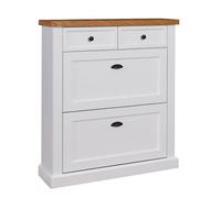 Armoire À Chaussures Galineo 97,5Cm Blanc MDF Chêne Naturel