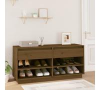 Vidaxl Armoire À Chaussures Marron Miel 110x34x52cm Bois De Pin Massif Marron