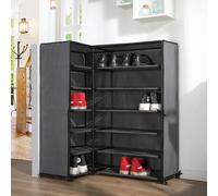 Casâme Calicosy Armoire à Chaussures d'angle - pour 30 Paires de Chaussures - en Intissé et Tubes Métal - Style Classique - pour Chambre, Dressing, Entrée, Garage - L(60+30) x l30/30 x H107cm