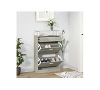 Vidaxl Armoire À Chaussures Gris Béton 63x24x104 Cm Bois D'ingénierie Marron