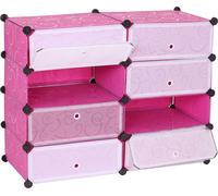 Armoire à chaussures HWC-B66, rangement pour chaussures armoire étagère enfichable, 8 compartiments 73x92x36cm ~ rose