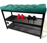 Armoire à chaussures Loft 80 cm avec assise rembourrée vert bouteille
