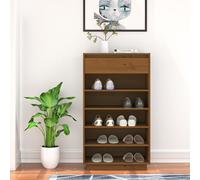 Vidaxl Armoire À Chaussures Marron Miel 60x34x105cm Bois De Pin Massif Marron