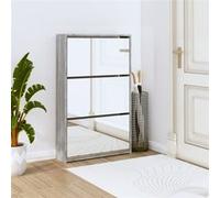 Vidaxl Armoire À Chaussures Miroir 3 Niveaux Sonoma Gris 63x17x102,5cm Multicolore