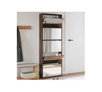 vidaXL Armoire à Chaussures Miroir 4 Niveaux, Étagère à Chaussures avec Rangement, Meuble à Chaussures Salon, Moderne, Chêne 3228285 Marron G