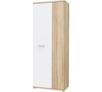 Armoire à chaussures MISCA - Décor chêne sonoma et blanc mat - L69 x P35 x H179cm