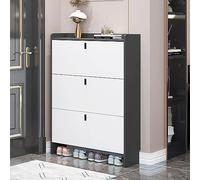 Armoire à chaussures moderne et fine avec portes cachées, seau à bascule, organiseur de chaussures pour entrée, rangement étroit avec étagère et compartiment supérieur