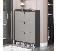 Armoire à chaussures moderne et fine, rangement à chaussures caché avec portes, étagère à bascule sur pied, étroite avec étagère supérieure et compartiment pour couloir