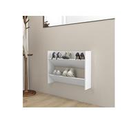 vidaXL Armoire à Chaussures Murale Etagère à Chaussures Organisateur Range-chaussures Salon Entrée Intérieur Blanc 80x18x60 cm Aggloméré Blanc G