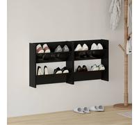 Vidaxl Armoires À Chaussures Murales 2 Pcs Chêne 60x18x90 Cm Aggloméré Multicolore