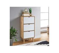 Armoire à chaussures OTTA et 3 tiroirs Marron et blanc Bois pin Marron et blanc G