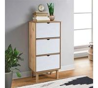 Armoire à chaussures OTTA et 3 tiroirs Marron et blanc Bois pin Marron et blanc G