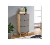 Armoire à chaussures OTTA et 3 tiroirs Marron et gris Bois pin Marron et gris G