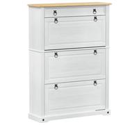 Armoire à Chaussures Pin Massif Blanc 99x32x138 cm Meuble Rangement Bois | Finition mate, compartiments spacieux, style rustique, entretien facile, design rectangulaire, bois naturel, robustesse