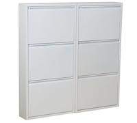 Armoire à Chaussures Pisa 6 Pli Métal - Dynamic24 - Blanc - 24 Paires - Meuble d’entrée