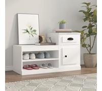 Armoire à Chaussures Placard Rangement Blanc Brillant Bois Ingénierie vidaXL